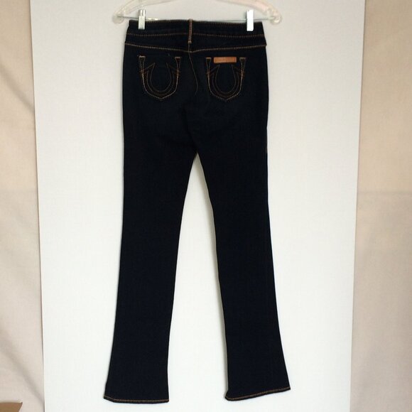 True Religion Stealth Stella Jeans Sz 26 Twisted Seams Slim Leg Dark Low Rise - Picture 2 of 12